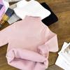 [Inventario Listo Otoño e Invierno 2025 Ropa Nueva para Niñas Suéter de Cuello Alto Niñas Una Pieza Terciopelo Forrado con Vellón Grueso Suéter Tejido