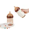 Mamadeira de Vidro Antivômito para Recém-Nascidos 160/240ml com Escala, Antiasfixiante, Antivazamento, Mamadeira que Imita o Leite Materno