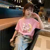 Verano Nuevo Estilo Niños Algodón Puro Manga Corta Niñas Estampado Estilo Coreano Holgado Manga Corta Top para Niños Mayores Camiseta Moderno