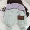 Gorro Pasamontañas con Pompones en las Orejas de Osito de Peluche Lindo para Mujer, Cálido Versátil para Otoño e Invierno, Protección para las Orejas
