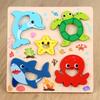 Rompecabezas 3D Estéreo de Pesca Rompecabezas Infantil 4-6 Educación Temprana Cognición Animal Tráfico Forma Emparejamiento Juguetes de Madera