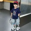 Conjunto de Verano de Manga Corta para Niños 2026 Nuevo Conjunto Casual de Dos Piezas de Verano para Niños Pantalones Delgados de Mezclilla de Verano para Bebé