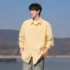 Jaqueta Camisa Masculina de Manga Longa Listrada, Primavera e Outono, Caimento Solto, Moderna, de Alta Qualidade, Simples Casual