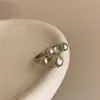 Anel de Ouro Pérola Mousse de Champagne de Alto Padrão Estilo Francês, Anel Elegante e Luxuoso Empilhável com Diamantes para Mulheres