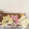 Conjunto de Ropa de Verano para Niñas Estilo Coreano de Moda Chal Floral Tridimensional Camisa de Muñeca Pantalones Cortos de Encaje