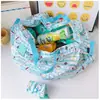 Bolsa de Compras Plissada Estilo Japonês Desenho Animado Verde com Botão de Pressão Ultra Leve Portátil Bolsa de Ombro para Viagem