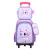 Nueva tela de nailon de cuero 3D para estudiantes de primaria, mochila infantil de tres piezas con asa telescópica, lonchera de comercio exterior, fábrica en stock