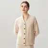 30% caxemira, 70% lã, malha de 357 agulhas, design de gola redonda alta (apple-collar), cardigã de abertura frontal, jaqueta de tricô feminina com decote V