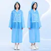 Impermeable de EVA, estilo portátil para adultos, moderno, engrosado, transparente, longitud extendida, poncho de lluvia de una sola pieza, al por mayor, con capucha y cordón