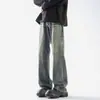 Jeans Retrô Americano Enpu Primavera e Outono para Homens, Calças Desgastadas de Marca Tendência, Calças de Perna Larga Retas Flared de Rua