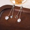 Pendientes de Borlas Largas con Gemas Estilo Japonés y Coreano ins Pendientes Retro de Lujo Ligero de Estrella de Cinco Puntas Pendientes Elegantes de Nicho para Celebridades de Internet