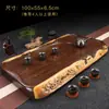 Bandeja de Chá de Ébano Feita de uma Peça Inteira de Madeira, Finamente Esculpida, Bandeja de Chá Espessa de Madeira Sólida com Drenagem, Bandeja de Chá Estilo Chinês, Suporte para Chá, Conjunto de Chá para Uso Doméstico
