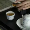 Taza de Té de Calabaza de Bambú Azul y Blanco Pintada a Mano de las Dinastías Tang y Song, Juego de Té Kung Fu, Taza de Cerámica para Degustación Doméstica, Taza Individual para Beber Té