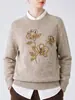 Cardigã de Malha Floral Estilo Francês Temperamento para o Trabalho Feminino 2026 Outono Novo Design Sense Bordado Floral Top de Lã