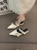 Zapatillas de salón francesas retro de punta fina y tacón bajo, nicho, medias zapatillas para mujer, verano, elegantes, con hebilla de cinturón, Mary Jane Baotou, zapatos de noche