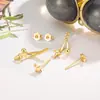 Brincos Elegantes de Novo Estilo com Design Pendente nas Costas Estrela de Quatro Pontas para Mulheres, Brincos de Luxo de Alta Qualidade, Acessórios de Orelha com Design da Moda