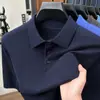 Camisa polo masculina de lã fiada com mangas curtas, uma camada base leve e estilosa, perfeita para primavera, verão e outono, em cores lisas, malha casual e versátil