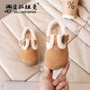 Sapatos de Inverno para Bebê Estilo Birkenstock, Novos Sapatos Coreanos para Meninas, Sapatos Quentes de Algodão Peludo para Crianças Maiores, Sapatos Peludos para Interior e Exterior