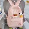 Mochila de Doble Hombro con Corazón de Dibujo Animado para Estudiantes de Secundaria y Preparatoria, Mochila Casual Grande de Alta Apariencia para Mujeres