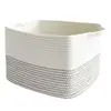 Cesta de Almacenamiento Tejida con Hilo de Algodón Plegable Organizador de Bocadillos de Tela para Escritorio Cesta de Almacenamiento Cesta para Ropa Sucia Cubo de Almacenamiento para Juguetes Infantiles