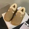 Sapatos de Algodão Birkenstock Feminino Inverno Mais Veludo Roupa Externa 2026 Novo Slip-on Sola Grossa Aumento de Altura Cabeça Grande Sapatos Pão Botas de Neve