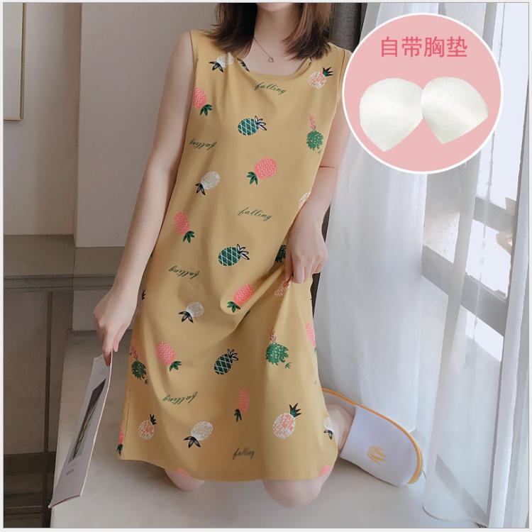 4 彩色菠萝睡裙-黄-背心