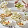 Juego de Vajilla Doméstica de Color Crema con Esmalte de Color Bajo Esmalte Modelo Nuevo 2026 con un Aspecto de Alta Gama y Hermoso, Incluyendo Tazones de Arroz, Tazones para Fideos y Tazones para Sopa