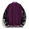 Amazon Transfronterizo Nuevo Europeo y Americano Color Contraste Estampado Costuras Suelto Todo Combinable Chaqueta Traje de Béisbol PG5615