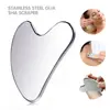 Tabla raspadora de acero inoxidable en forma de corazón, raspador facial, extractor de puntos negros, cuchillo de fascia en forma de corazón, herramienta de masaje facial y belleza
