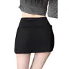 Falda corta negra para mujer 2026 nueva primavera y verano cintura alta petite hot girl abertura línea A de un paso que cubre la cadera pantalones falda