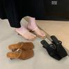Meia-calça de Salto Alto Sapatos de Plataforma Femininos 2025 Verão Novos Sapatos de Praia Renda Furada Confortáveis Chinelos de Salto Alto Bico Fechado
