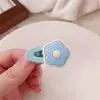 Pinza para el pelo azul estilo coreano con flores pequeñas, lindo clip para el pelo de oso para niña, flequillo lateral, nuevo clip para flequillo, accesorios para el pelo