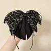 Grampo de Garra para Rabo de Cavalo com Laço de Fita de Cetim com Bolinhas High-End Retro Outono Inverno Novo Grampo para Cabelo Meio Preso na Nuca para Mulheres