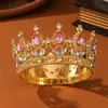 Tiara Redonda de Liga de Metal Barroca Cruzada Europeia Coroa de Aniversário de Celebridade da Internet Coroa de Cerimônia para Adulto de 18 Anos Rainha