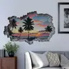 Pegatinas de Pared Estéreo 3D con Vista al Mar Transfronterizas para Sala de Estar y Dormitorio, Revestimiento y Decoración de Paredes, Pegatinas de Póster, PVC Autoadhesivo