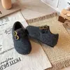 Sapatos de Pelúcia Estilo Coreano com Bolinhas Birken de Algodão Sapatos de Lã para Inverno Mocassins Sapatos de Pelo para Meninos e Meninas Sapatos de Moda Princesa