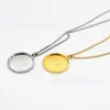 Colar de marca redondo de aço inoxidável com personalidade da moda, colar de couro com ranhura, hardware medieval feito à mão DIY, outlet de fábrica