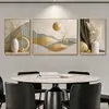 Pintura decorativa color champán dorado apagado, arte de pared moderno de lujo ligero con paisaje y plantas para sala de estar, aleación de aluminio con película de cristal, directo de fábrica