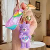 Pingente Urso Coração Colorido Charms para Bolsa de Casal Boneca de Silicone Chaveiro Máquina de Garra Atacado
