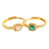 Anillo de azúcar cuadrado pequeño de oro vietnamita de larga duración que no se decolora color dopamina incrustado con circonita ajustable femenino nicho ins