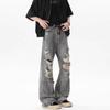 Jeans delgados de verano rasgados para hombre, diseño de estilo de ambiente urbano americano, pantalones sueltos retro de nicho destruidos