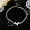 Collar elegante con forma de mariposa y cadena de bola estilo Ins Cool para mujer, gargantilla con cadena de clavícula, collar corto, diseño de nicho para mujer.
