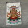 Thangka Bordado em Brocado: Mahakala de Seis Braços, Mahakala, Céu Negro, Pintura Pendurada de Corredor, Bodhisattva Ksitigarbha Bordado Preto e Dourado