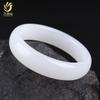 Pulseira Estreita de Jade Branco Afegão Pulseira de Jade Branco Sebo Pulseira Feminina de Tira Plana Branca Pulseira de Jade Baja Transmissão ao Vivo