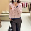 Nueva Chaqueta Retro con Giro Primavera y Otoño Corta Perezosa Suave Bloques de Color Color Sólido Suéter Cárdigan de Punto Top para Mujer Tendencia