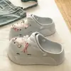 Adelgazantes y Aumentadores de Altura Venta Caliente de Verano Punta Cerrada Eva Moño Rosa Suela Gruesa Ligeros Resistentes al Desgaste Zuecos
