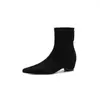 Botines elásticos con plataforma interior de 5 cm para mujer, botas ajustadas para otoño e invierno, punta fina, cremallera trasera, tacón medio, botines individuales de gamuza