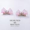 Par de diademas de gasa con lazo de diamantes de imitación de estilo coreano con horquillas para el pelo para niñas pequeñas, tocado, accesorios para el cabello