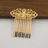 Acessórios de joias antigas, pente de cabelo de cor cobre puro, peça oval de flor dourada, pente de inserção 57 * 62 mm