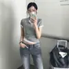 Camiseta de punto coreana Ins de estilo intelectual alto para ir al trabajo, con solapa, un solo botón y manga corta, estilo coreano, ropa de mujer, novedad de verano